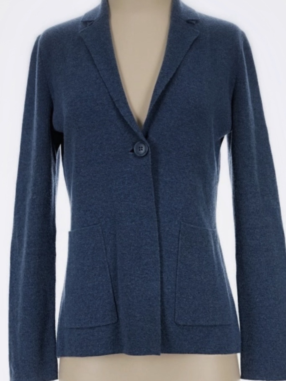 100% Cashmere Heather Blue Kinross Cardigan-Coatigan
